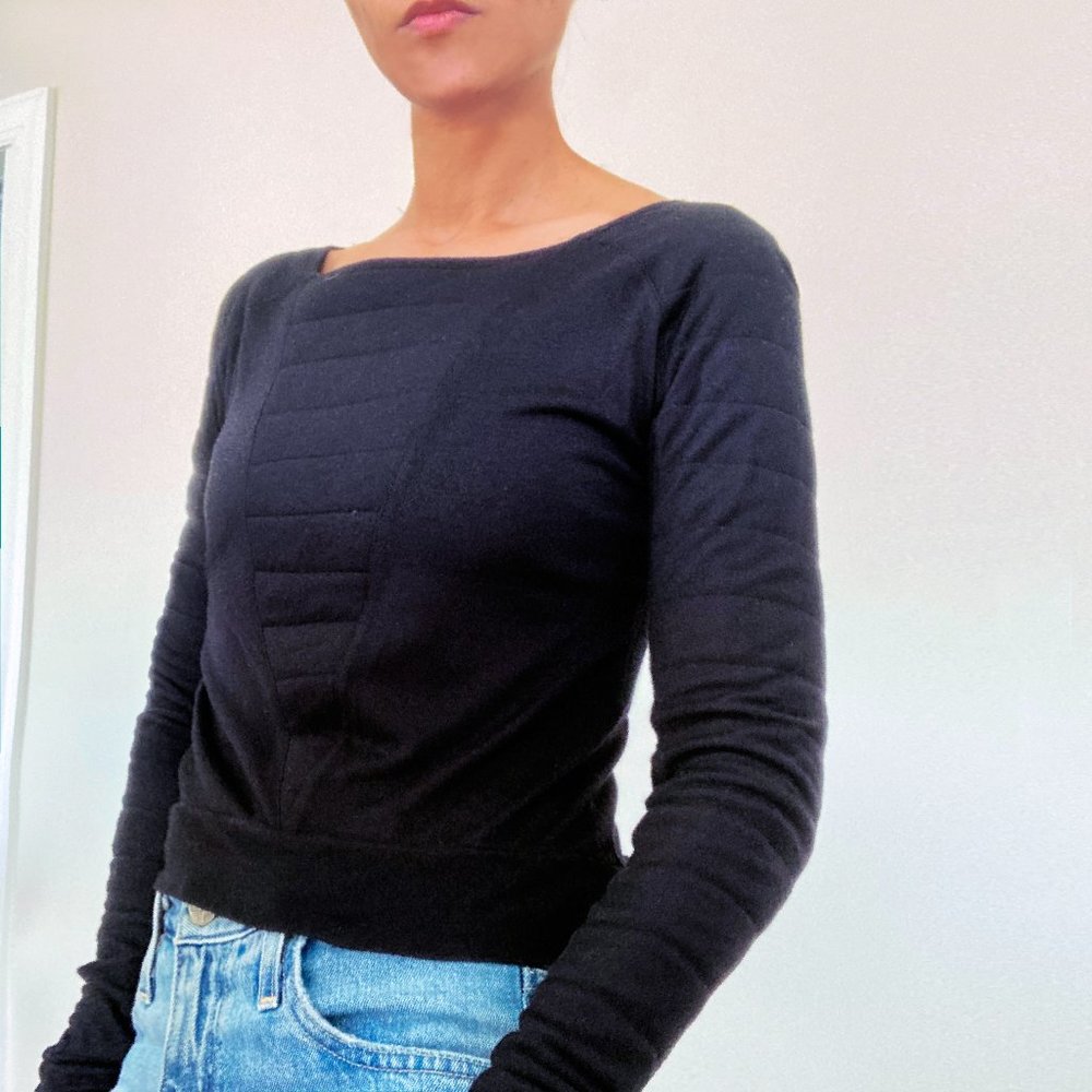 NWOT: STRENESSE Quilted Crop Top, Black, 34